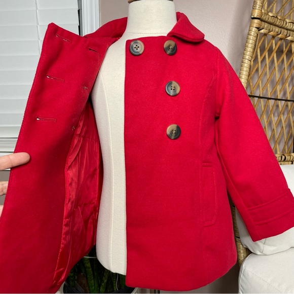 Red old navy girl pea coat - Picture 5 of 7